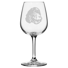 Etched Laser Art Irish Water Spaniel Dog Themed Etched 12.75oz Wine Glass