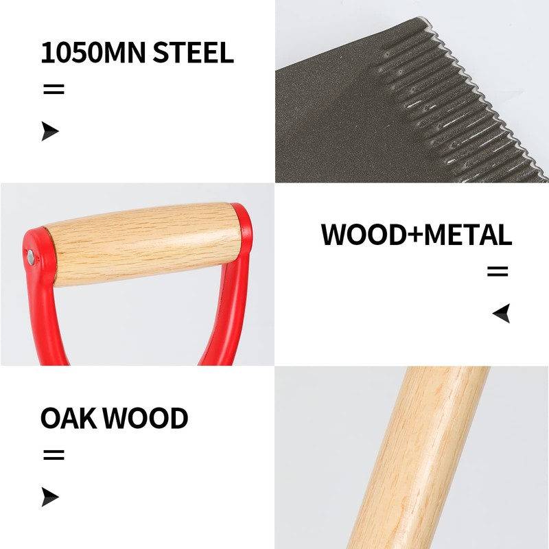 HANTOP Flat Spade Garden Shovel Edging Shovels with Wooden Handle