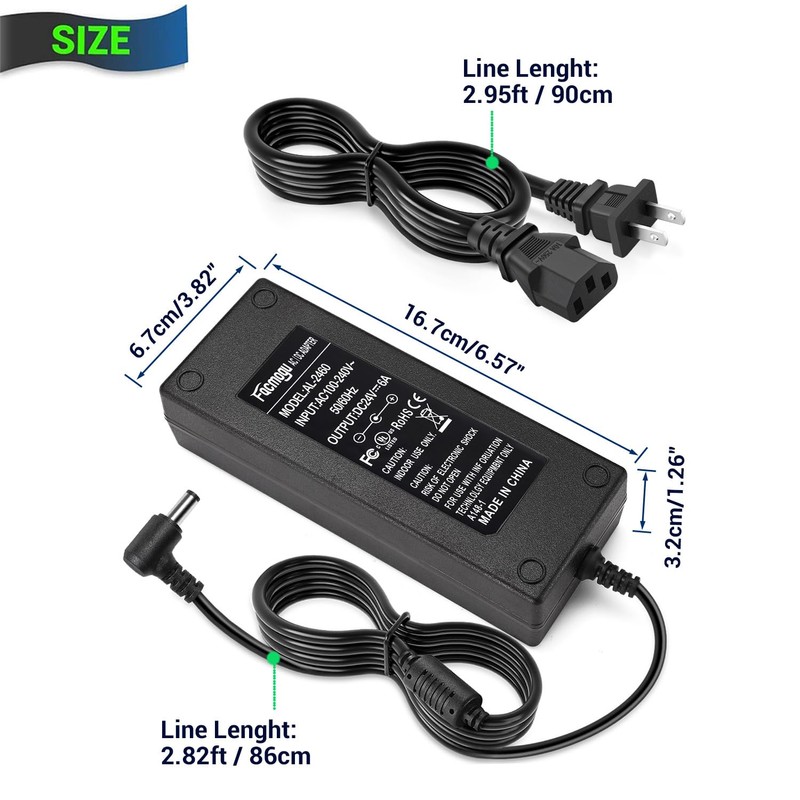 Facmogu 24V 6A Power Adapter AC 100-220V to DC 144W
