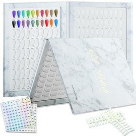 C12rtive 160 Nail Colors Book,Nail Color Display Book with 240 Nail Tips & 1-200 Number Labels,Professional Nail Color Swatches Book for Nail Polish UV Gel,Nails Art Design(White) | C12rtive