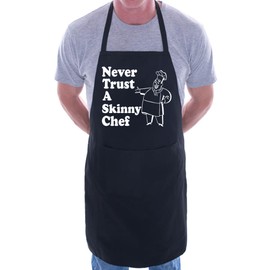 Print4U Never Trust Skinny Chef Novelty Cooking Funny Unisex Apron Black