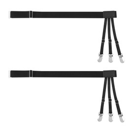 Mens Shirt Stays, Adjustable Shirt Stays with No-n-Slip Clips 2pairs Durable Elastic Shir-t Holders for Police Professionals(COLOR:black)