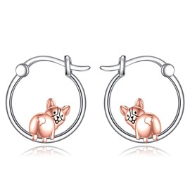 Corgi Dog Earrings 925 Sterling Silver Corgi Dog Hoop Earrings Dog Jewelry Gifts for Women Daughter