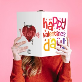 "Happy Valentine's Day" Big Valentines Day Greeting Cards and Envelopes – 8.5" x 11" Extra Large Jumbo Valentine Card, Huge Oversized Cards for Husband, Wife, Boyfriend, Girlfriend – 2 per Pack