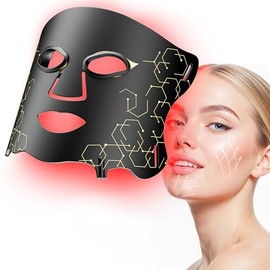 Máscara de terapia de luz roja con paquete de gel de enfriamiento, máscara facial LED NIR de 850 nm de 7 colores, máscara de terapia de luz LED (E106A