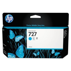 HP 727 B3P19A Cyan 130-ml Genuine HP DesignJet Ink Cartridge with original HP Ink, for HP DesignJet T2500, T1500 & T900 Series Large Format Plotter Printers and HP 727 DesignJet Printhead