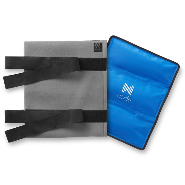 Node Fitness Hot and Cold Therapy Gel Pack/Heat Wrap for Injuries - 10" x 15" Reusable Ice Compress with Cover and Adjustable Strap