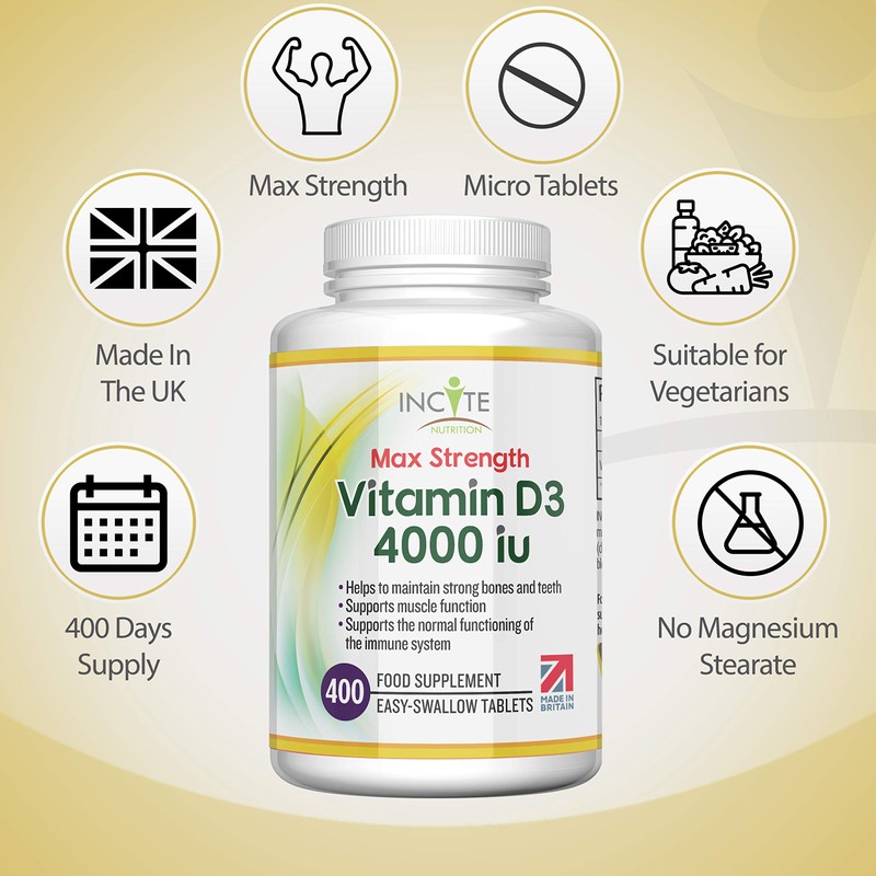 Vitamin D 4000iu - 400 Premium Vitamin D3 Easy-Swallow Micro