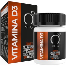 VITO | Vitamina D3 4,000 UI | Colecalciferol | Para la Prevención y Tratamiento de las Deficiencias de Vitamina D3 | Medicamento Vitamínico | Frasco con 60 Tabletas Masticables