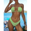 ZAFUL Off Shoulder Bandeau Bikini Set High Cut Drawstring Ruffle