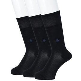 Gunze Men's POLO Polo, Plain Business Socks, 3 Pairs, Black Navy 3 Pack