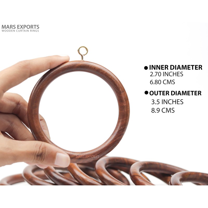 24 Wooden Curtain Rings with Clips – Fits 2.5 Inch