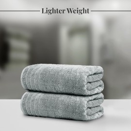Tens Towels Pack of 8 Towels Set, 2 Extra Large Bath, 2 Hand, 4 Washcloths, 100% Cotton, Lighter Weight, Quicker to Dry, Super Absorbent, Perfect for Bathroom, Cool Grey