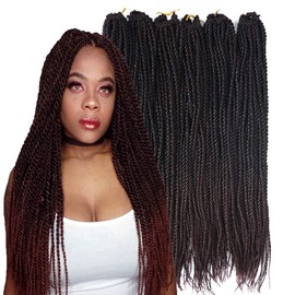 6Packs 14" 18" 24" Senegalese Twist Crochet Hair Braids Small Havana Mambo Twist Crochet Braiding Hair 2S Senegalese Twists Hairstyles For Black Women 30strands/pack 24 colors (18 inches, T1B/33)