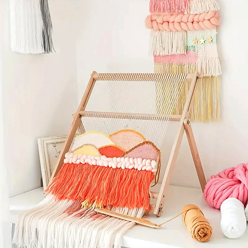 Wooden Weaving Loom Kit, S/M/L with Optional Yarn Bundle