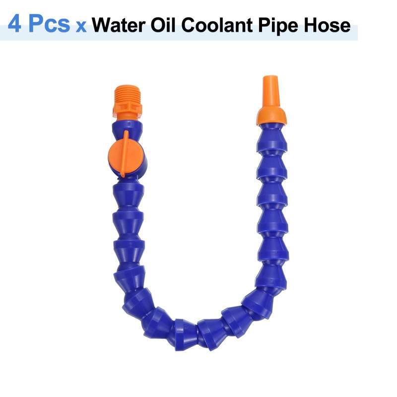 uxcell 4Pcs G1/2" Thread Flexible Water Oil Coolant Pipe Hose,