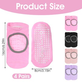 Alrhso Pilates Socks Yoga Grip Socks Non Slip Grip Yoga Sock with Grips Open Ankle Pilates-Sock for Barre Barefoot Workout Barefoot Home Workout(4 Pairs)