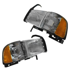 TRQ Driver & Passenger Side Headlight Assembly Set Headlights Driver & Passenger Side Compatible with 1994-2002 Dodge Ram 1500 Ram 2500 Ram 3500 CH2502101 CH2503101