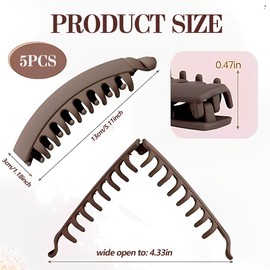 LAJUP 5 Stück Groß Bananen Haarspange Vintage Bananen-Haarspangen Pferdeschwanz Haarklammer Rutschfeste Leopard Haar Spange Haarclips Für Damen Mädchen Dicke Mittleres Haar(B)