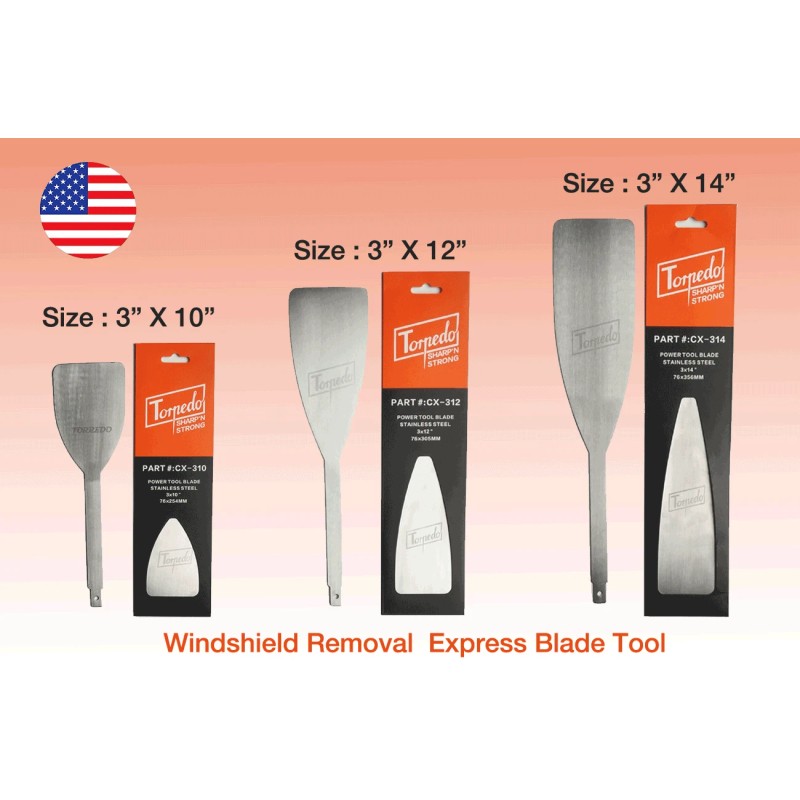 TORPEDO 3 Pack Windshield Express Removal Blade Autoglass Tool, Windshield
