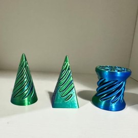 3-Pack Spiral Fidget Impossible Cone,3D Printed Optical Illusion Desk Toys Stress Relief Sculpture, Unique Office Gifts Teens Adults Kids Stocking Stuffers Christmas White Elephant（Laser Green）
