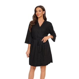 iniber Robes for Women Waffle Knit Bathrobe Soft Lightweight Knee Length Loungewear S-XXL