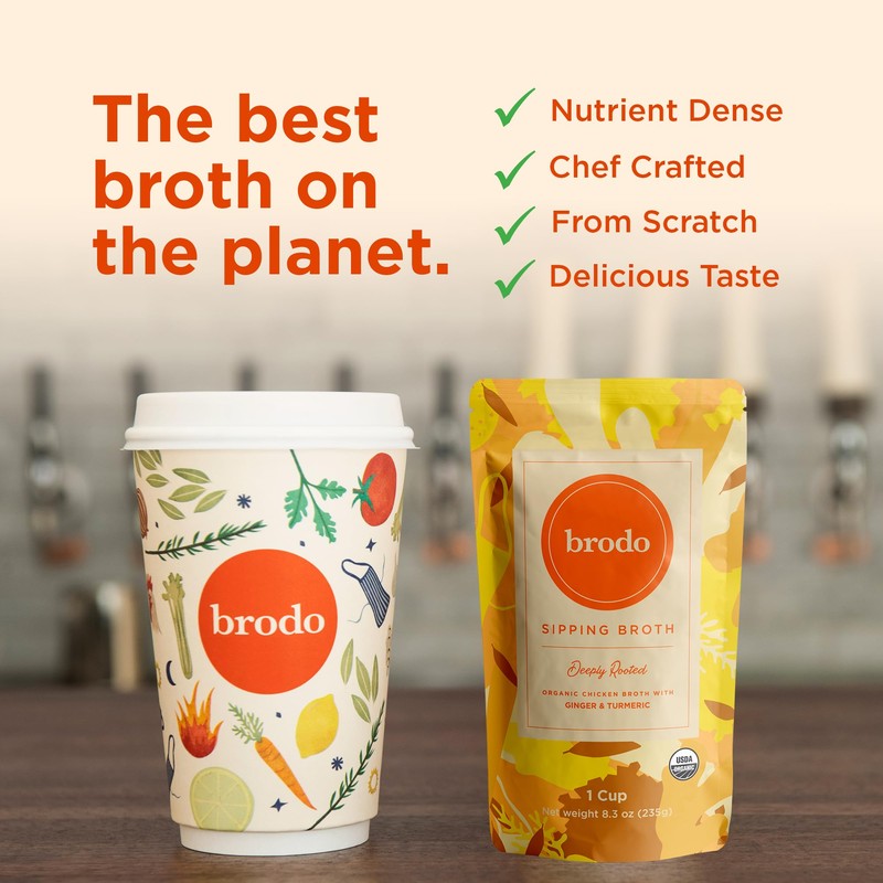 Brodo Deeply Rooted Organic Chicken Broth with Turmeric & Ginger,