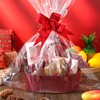Wonderjune Leather Empty Gift Basket with Gift Bags Ribbons Greeting