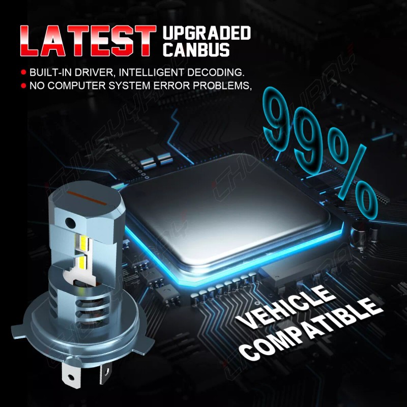 CHUSYYRAY H4 9003 LED Headlight Bulbs Kit 6000K White High