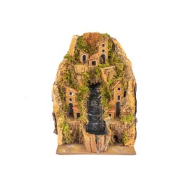 Village with Central Stream for Nativity Scene with Houses 20 x 14 x 20 cm (7.87 x 5.51 x 7.87 inches), Made in Mano, Made in Italy