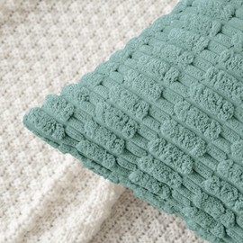 MIULEE Pack of 2 Corduroy Throw Pillow Covers Soft Decorative Boho Striped Cushion Covers Farmhouse Home Decor Pillowcase for Sofa Living Room Couch Bed 20x20 Inch Teal Green