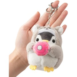 AIXUAN Cute Sibaine Head Plush Penguin Donuts Keychain Bag Charm Backpack Car Key Accessory Unisex Birthday Gift