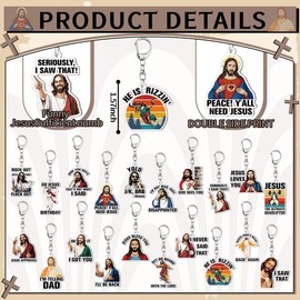 40 Pcs Jesus 'I Saw That' Keychains Jesus Love You Keychain Funny Jesus Keychain for Men and Women Bags Backpacks Cars Keys Religious Party Gift Sunday School Baptism Gift