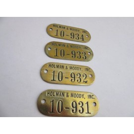 Holman Moody VINTAGE (4) Holman Moody Brass Inventory Tags Emblem Racing NASCAR Hard To Find!