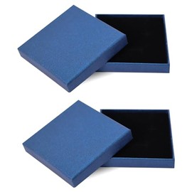 2Pcs Small Gift Boxes, 8x8x1.8cm Blue Jewellery Gift Box with Lid Ring Earrings Necklace Bracelet Gift Boxes Small Paper Boxes for Gift Present