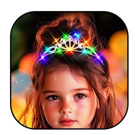 JEWEKY Light Up Rhinestone Tiara and Crown Silver Princess Birthday Hair Accessories for Women and Girls