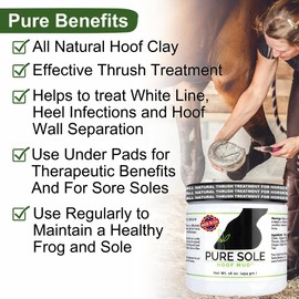 Hoof Clay Thrush Treatment for Horses | Pure Sole Hoof Mud for White Line, Cracks, Thrush, and Hoof Packing | All Natural Horse Hoof Care to Promote Healthy Hooves | Farrier Recommended, 16 oz.