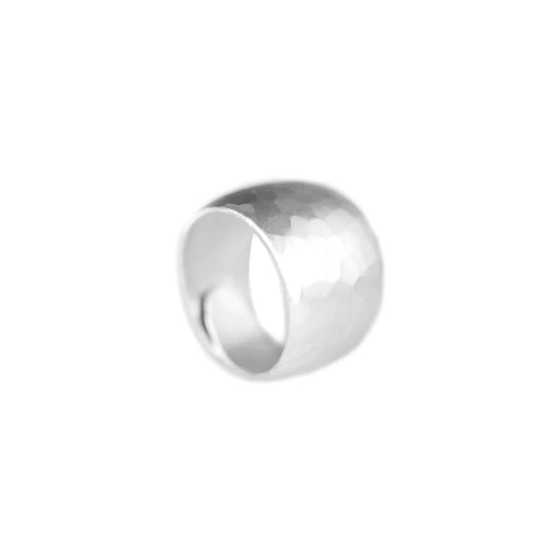 SUGARKITTEN LONDON Sterling Silver Hammered Wide Dome Wrap Statement Ring