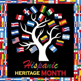 Containlol Hispanic Heritage Month Bulletin Board Decorations Latin American Classroom Decor Spanish Flags Cutouts for National Hispanic Classroom School Party Supplies (Tree)