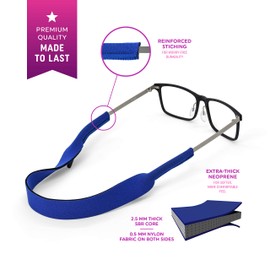 SQV Eyeglasses Holder Strap Premium Soft Neoprene Adjustable Sport Eyeglasses Holder for Men & Women - Glasses Cord Lanyard - Eyeglass Retainer (2, Blue/Red)