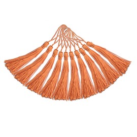 Makhry 100 Pieces 13 cm / 5 Inch Handmade Straight Tassel with 2 Inch Bow for Making Jewellery, Souvenirs, Bookmarks, DIY Craft Accessories (Dark Orange)