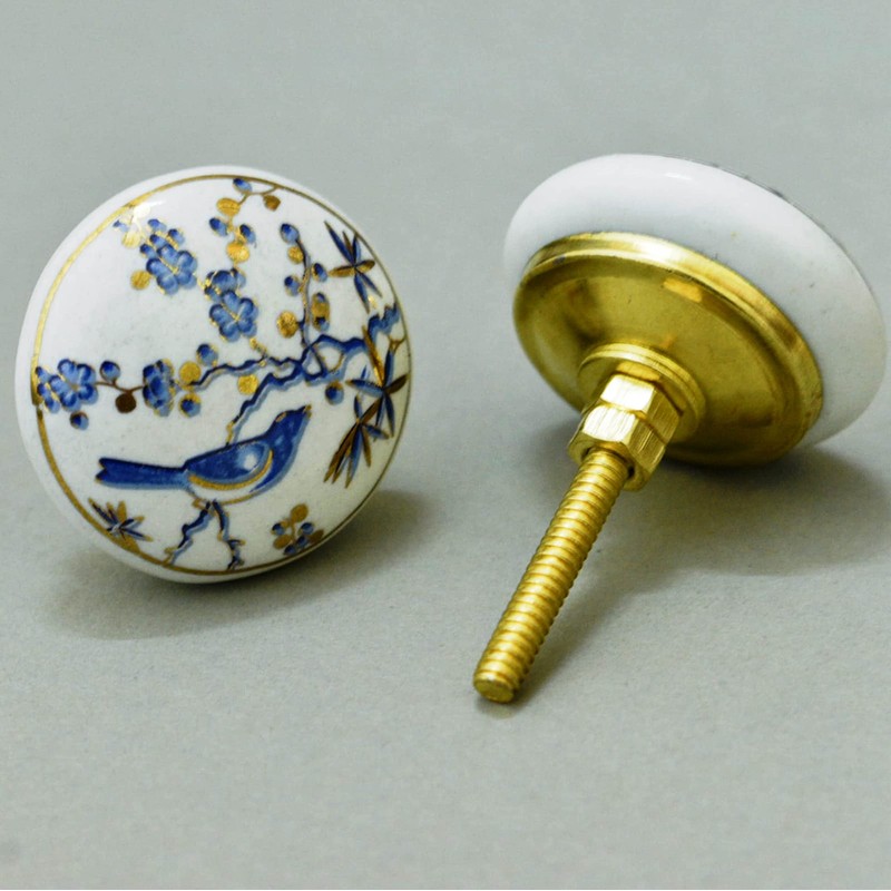 ARTISNO Bird Ceramic Knobs Kitchen Cabinet Drawer Knobs Hardware Knobs
