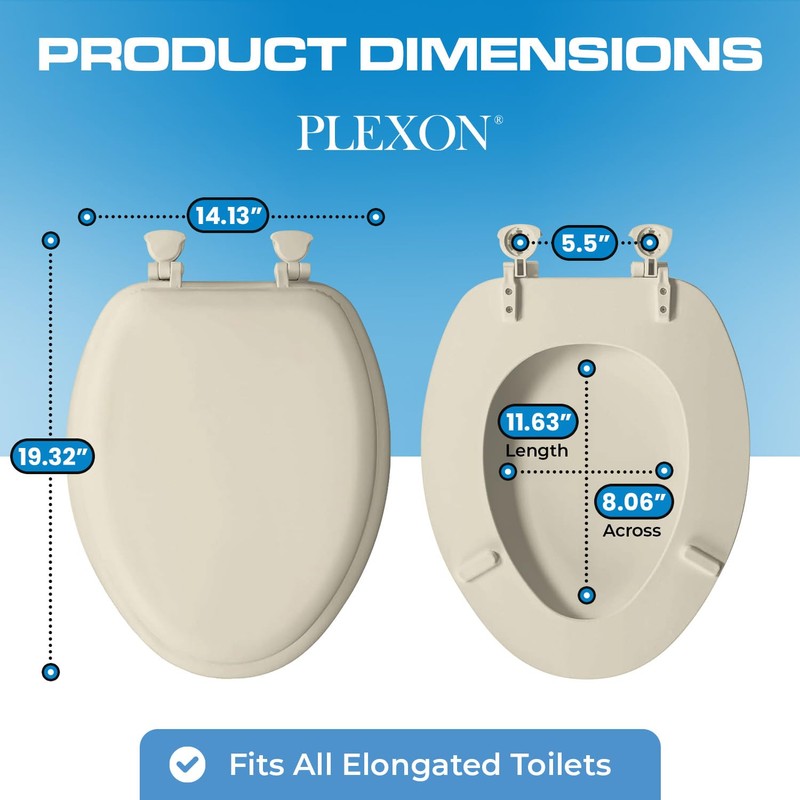 Plexon Soft Cushioned Toilet Seat, Easy To Clean & Change