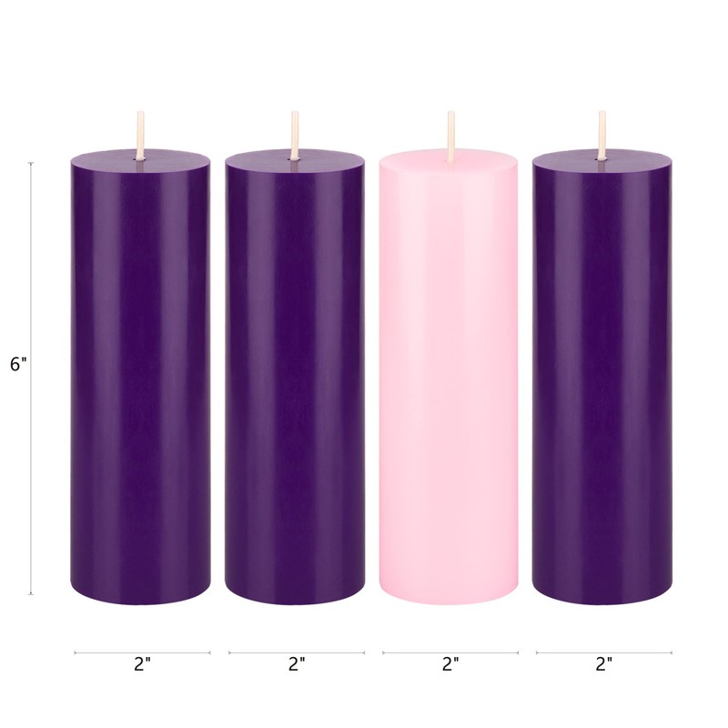 Mega Candles 4 pcs Unscented Christmas Advent Candles Set, Hand