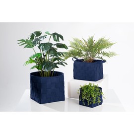 N8WERK Felt Storage Basket with Handle, 35 x 25 x 25 cm, Ideal for Storing Firewood & Magazines, Durable & Versatile, Foldable Storage Basket for Storage, Dark Blue