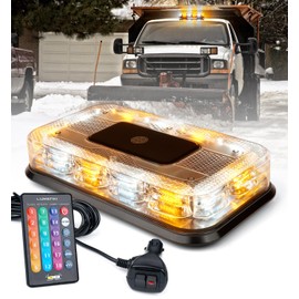 LUMENIX LED Roof Top Strobe Beacon Light Bar Rooftop Security Warning Emergency Flashing Plow Lights for Construction Vehicles Tow Commercial Trucks Postal Cars Snowplow - Amber White