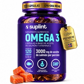 Omega 3 Aceite de Salmón 3000mg por Porción 540mg EPA 360mg DHA 120 Cáps