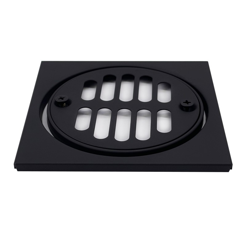 Westbrass Shower Strainer Set Square with Crown, Matte Black, D313-62