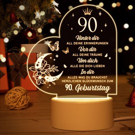 Vetbuosa 90th Birthday for Women & Men - Acrylic Night Light - 90th Birthday Man Gift, 1936s Birthday Decoration for Grandma, Grandpa, Mum, Dad