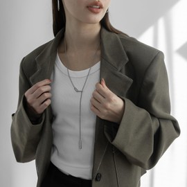 [abaskdesign] 2105 2105 Hollow Chain Lariet Necklace, Metal Allergy, Surgical Stainless Steel, Compatible with Gold Stones, Simple, Silver, Gold, Long, Long Necklace, Casual, Beautiful, Formal,